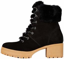 Amazon Brand - find. Mid Height Faux Fur Lace Up Ankle Boots, Black, US 10.5