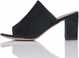 Amazon Brand - find. Women’s Mules in Suede with Block Heel, Black (Black), US 7.5